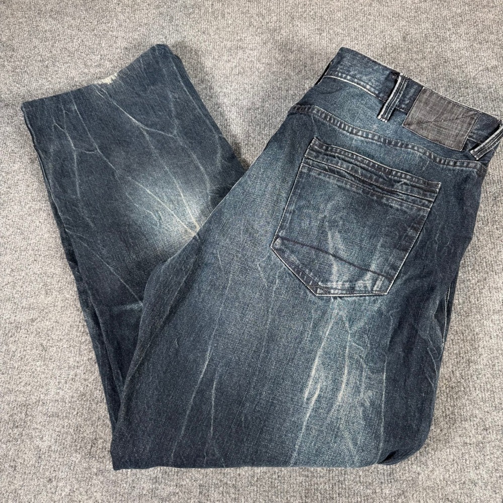 Hamilton Mens Dark Wash Whiskered Straight Leg Denim Jeans Blue 40x31 #4523